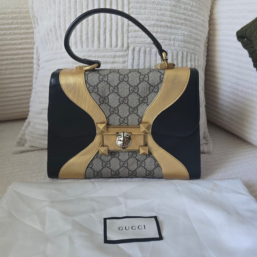 Authentic Gucci GG Supreme Osiride Small Top Handle Bag w/ Strap, COA & Dustbag